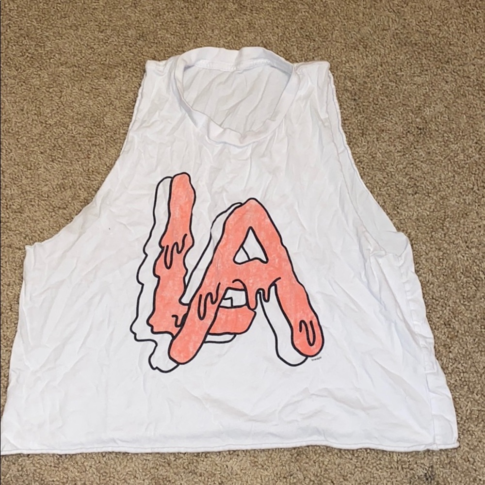 LA graphic cropped tank top